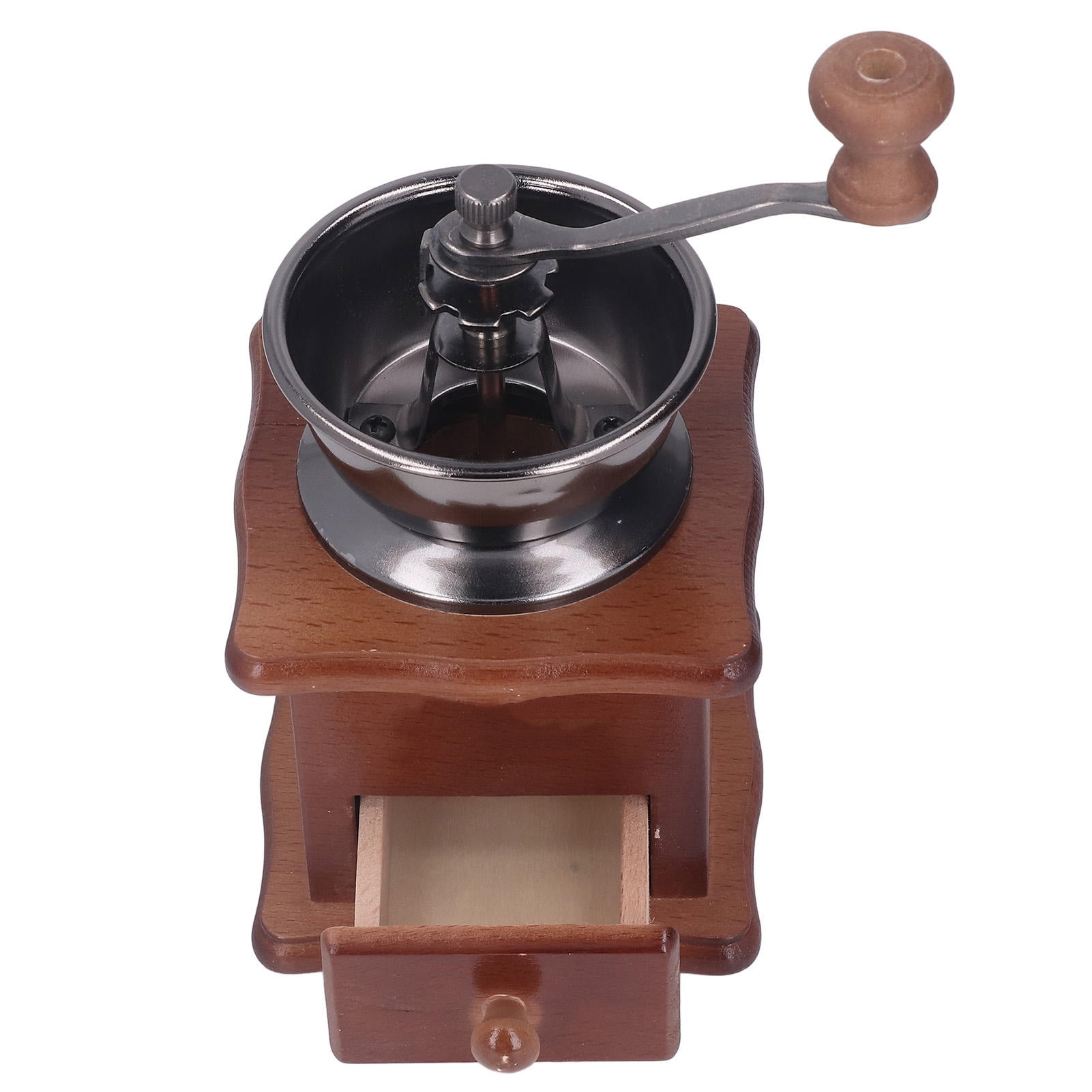YAHHU Retro Hand Coffee Grinder – Beech Wood Base, Stainless Steel Core, Adjustable Grind, Manual Pour‑Over Mill