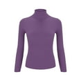 thumbnail image 4 of Dyfzdhu Turtleneck Sweaters for Women Slim Fit Lightweight Long Sleeve Undershirt Warm Knitted Pullover Purple, 4 of 8