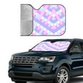 thumbnail image 4 of XMXY Car Sun Shade Windshield, Colourful Checked Stripes Automotive Front Window Sun Visor for Cars SUV Trucks, Small Size, 4 of 8