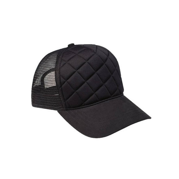 Quilted Pattern Fashion Foam Front Trucker Cap, Black