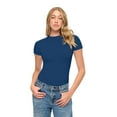 thumbnail image 3 of Natural Uniforms Womens Buttery Soft, Super Stretch Y2K Long Sleeve Baby Tee Crop Top (True Navy Blue, XX-Large), 3 of 6