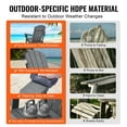 thumbnail image 3 of VEVOR Adirondack Chair Plastic Set of 2 All-Weather Folding Fire Pit Gray, 3 of 9