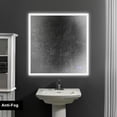 thumbnail image 2 of 36 x 36 Inch Frameless LED Illuminated Bathroom Wall Mirror, Touch Button Defogger, Square, Silver, 2 of 5