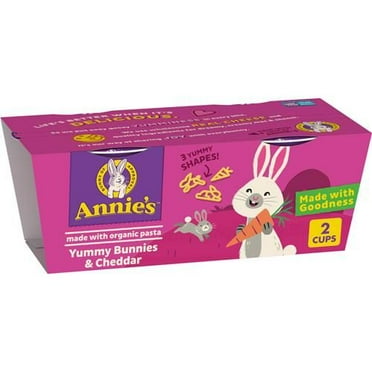 Annies Microwavable Yummy Bunnies And Cheddar Macaroni And Cheese With Organic Pasta, Microwave Mac N Cheese Cup, 2 Cups, 2.8 Oz - Pack of 2
