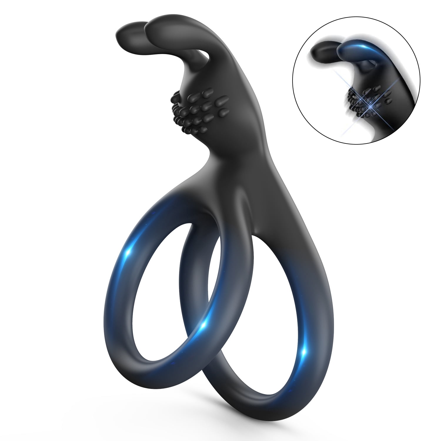 FIDECH Silicone Dual Penis Ring, Premium Stretchy Rabbit Head Support