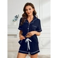 thumbnail image 2 of Pajamas for Women: Short Sleeve Button Down Sleepwear Two-Piece Womens Pajamas, 2 of 7