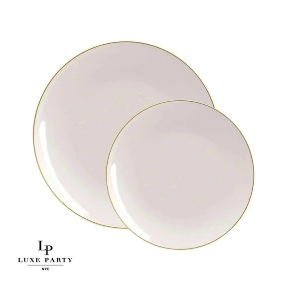 Linen w/ Gold Rim 7" Plastic Wedding Salad / Appetizer Plates 10ct.