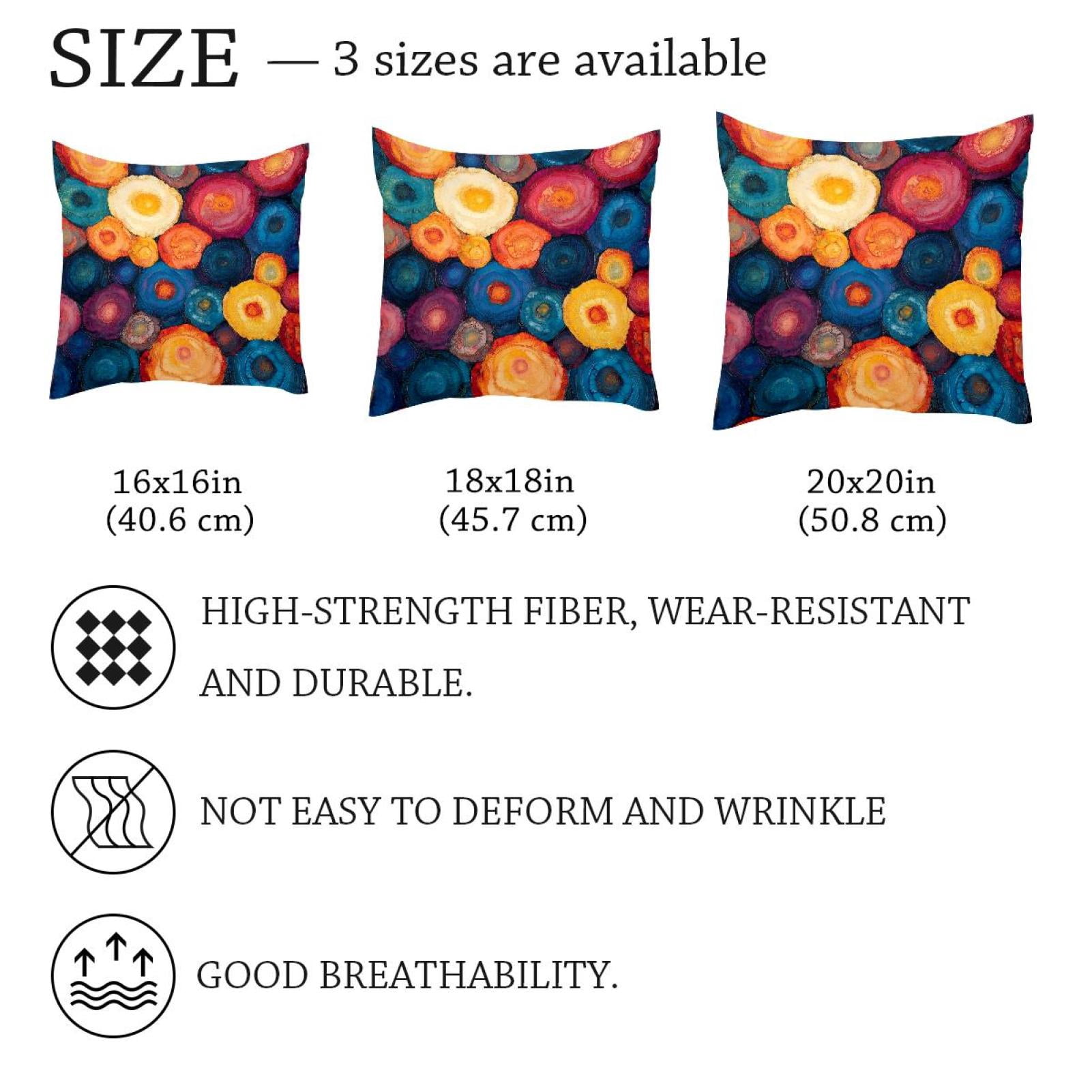 Pack of 2 Throw Pillow Covers Colorful Circles Patterns Decorative Pillow Cases Home Decor Square 18x18 Inches Pillowcases