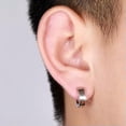 thumbnail image 6 of HOOUN Hoop Earrings 2PCS Stainless for Small Ear Steel Piercings Hoop Huggie Women Men-black, 6 of 9