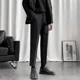 thumbnail image 3 of 9 Pantalones de traje negros recortados para hombre, pantalones de verano para hombre, ajustados, baratos, chinos, finos, informales, formales, elegantes, 2024, 3 of 5