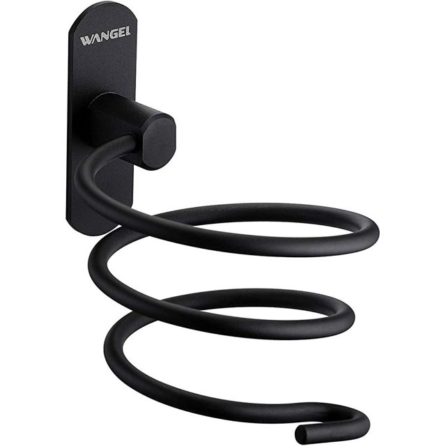 Jinsinto Supports Adhésifs pour Sèche-Cheveux, Colle Brevetée + Auto-Adhésif, Aluminium, Finition Mate, Noir