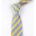 thumbnail image 3 of ORUYROP Cravate Formelle en Soie Tissée Jacquard Rayée Bleue Grise Classique pour Hommes, 3 of 4