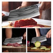 WXCOO 1pc,Kitchen Knife Stainless Steel 8 Inch Forged Kitchen Knife Sharp Bone Chopping Knife Damascus Pattern Meat Fish Slicing Knife Butcher Knife Cooking Tools