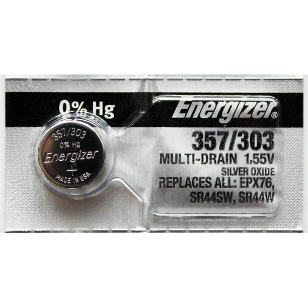Energizer 357/303 SR44 Pile bouton oxyde d'argent 1,55 V (lot de 2) 