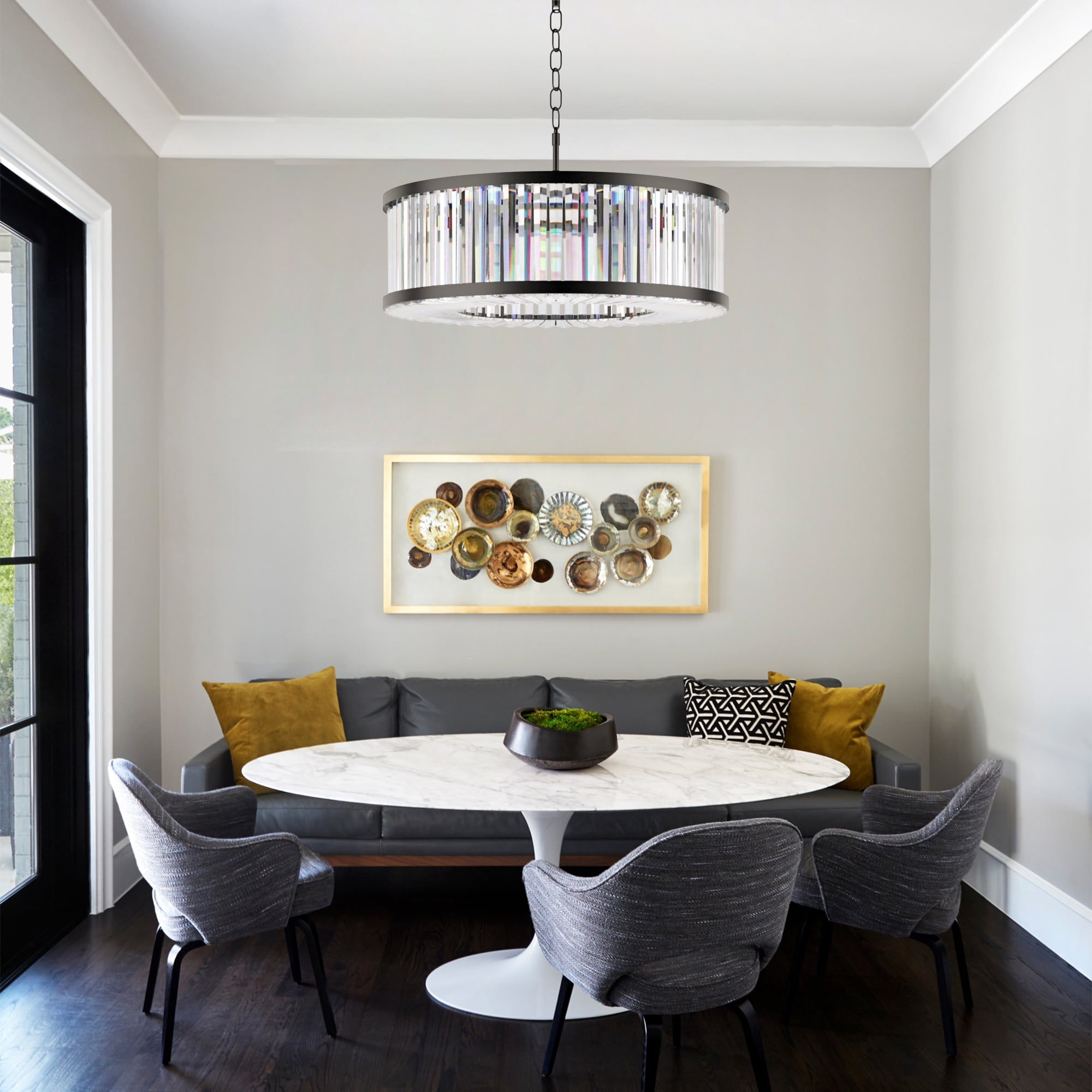 FINE MAKER Crystal Chandeliers Modern Contemporary Ceiling Lights Fixtures Pendant Lighting Dining Room Living Room Chandelier D23.6"