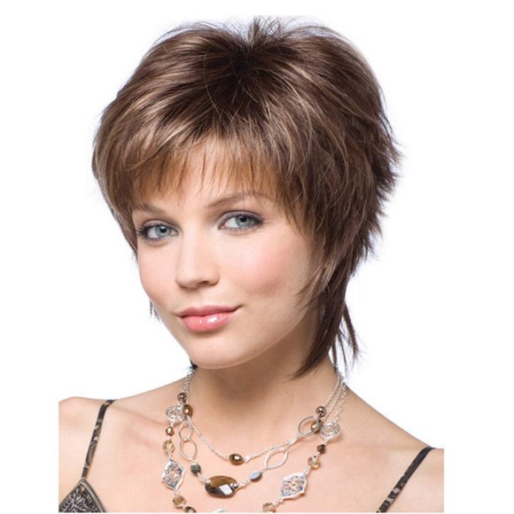 Middle-aged and elderly white female wig gradient Colour rose mesh wig