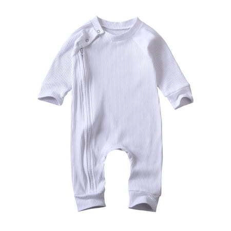 

Merqwadd Boys Girls Romper Long Sleeve Round Neck Shoulder Buttons Jumpsuit