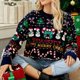 thumbnail image 5 of Gibobby Sudadera con estampado para mujer Suéter de punto suelto para mujer Otoño/Invierno Árbol de Navidad Suéter de cuello Rojoondo Pequeño muñeco de nieve Lentejuelas bordadas Suéter (Azul, L), 5 of 5