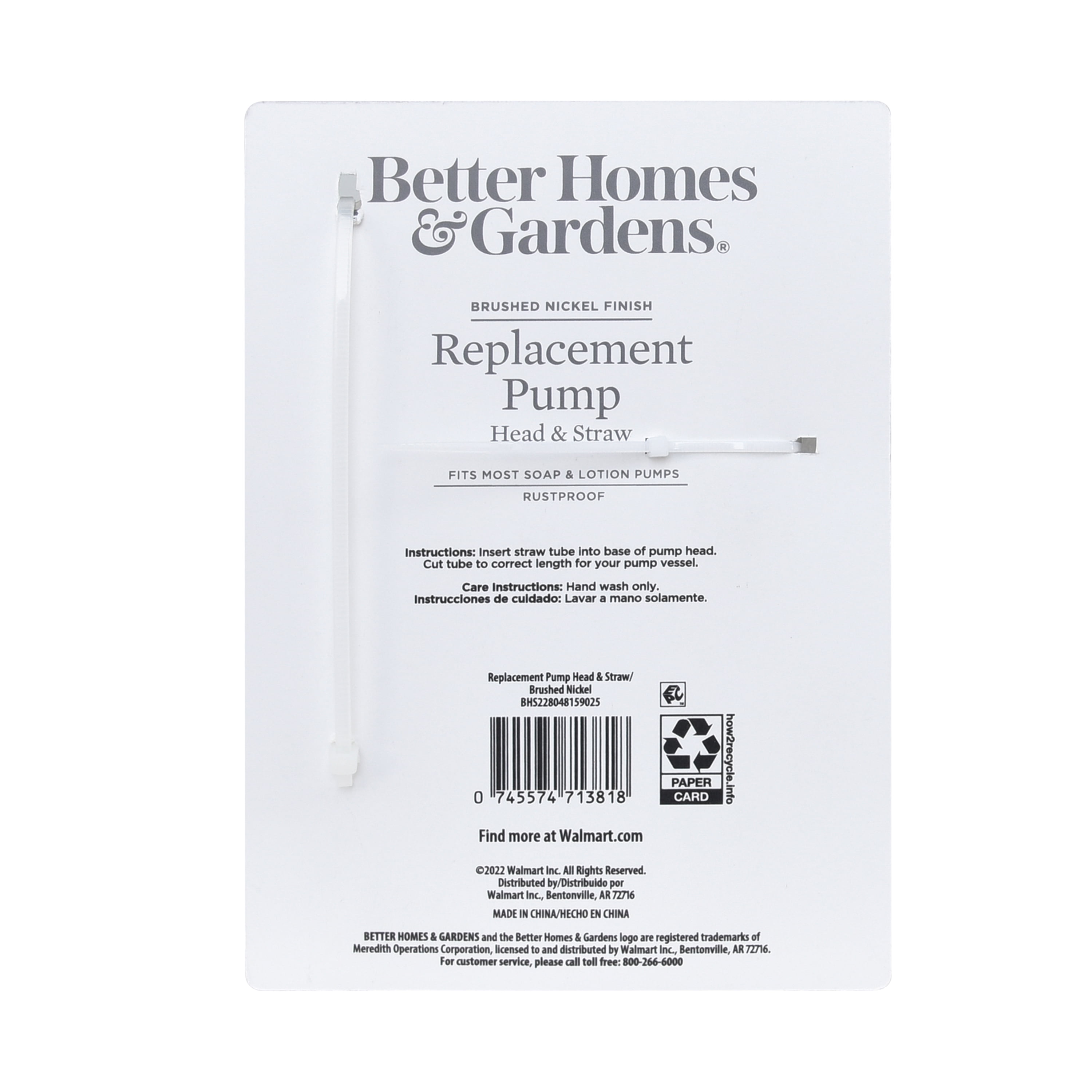 (3 pack) Better Homes & Gardens Plastic Replacement Pump Head, Brushed Nickel