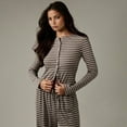 thumbnail image 5 of Women'S Striped 2 Piece Pants Outfits Long Sleeve Button Down Knit Top Set Leisure Vacation Brown M, 5 of 9