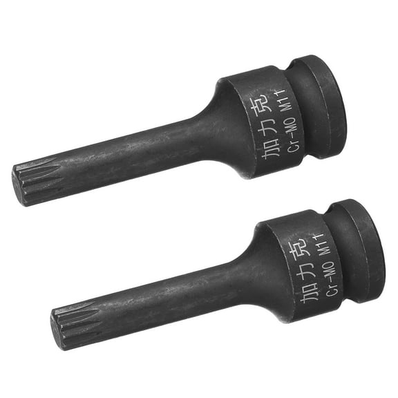 Uxcell 2 Pcs 1/2" Drive x M11(11mm) Impact Triple Square Spline Bit Socket, Metric 3" Length, CR-MO Steel
