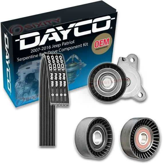 Dayco Main Drive Serpentine Belt Drive Component Kit compatible with Jeep Patriot 2.0L 2.4L L4 2007-2017