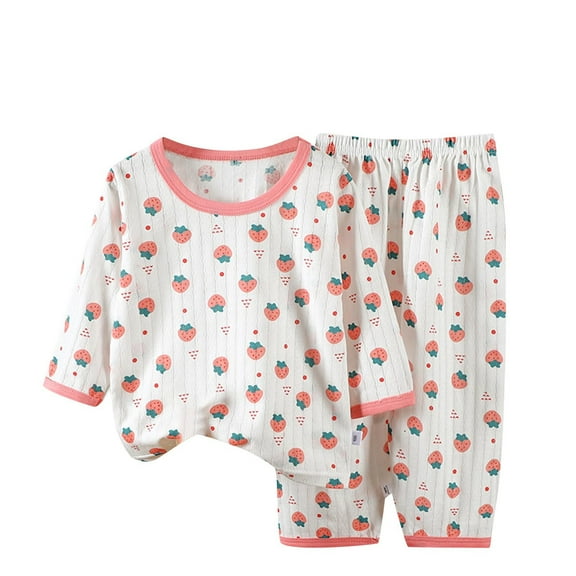 Cethrio Kids Girls Cotton Pajama Sets, Comfy 3/4 Sleeve Casual Summer Girls' Sleepwear Sets Pink Size 9-10T