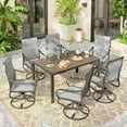 thumbnail image 2 of UDPATIO 7-Piece Outdoor Dining Set with High-Back Swivel Chairs & Iron Rectangle Table for 6-Person, Brown & Light Gray, 2 of 8