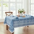 thumbnail image 2 of Elrene Vietri Medallion Blue Block Print Stain & Water Resistant Indoor/Outdoor Tablecloth 60x120, 2 of 5