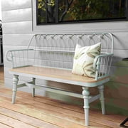 HLR Farmhouse Entryway Bench, Spindle Back Support Wood Dining Benches for Living Room, Mudroom, Green