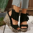 thumbnail image 4 of ATENAR Sandals for Women Walking Shoes Comfortable Wedge Sandals Black (US:8.5), 4 of 9