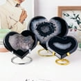 thumbnail image 4 of Natural Black Agate Heart Shaped Geode Crystal with Druzy, Heart Shaped Crystal Decor, Energy Stone, Gift for Spiritual Practice, 4 of 5