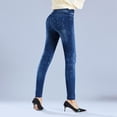thumbnail image 3 of Gibobby Leggings Translúcido Mujer Leggings elásticos cintura alta para mujer, mallas finas imitación vaquera, pequeños, versátiles, adelgazantes, 80% algodón, primavera y otoño（Azul，Talla única), 3 of 5