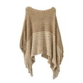 thumbnail image 2 of Baqcunre Scarf for Women Women Off Shoulder Splice Poncho with Tassels Knitted Shawl Scarf Fringed Wraps Pashminas Sweater Pullover Cape Gifts for Women Sweater Tassel Hem Shawl Wrap Cloak, 2 of 8