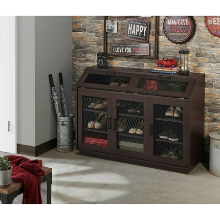 Furniture Of America Geno Traditional Walnut Shoe Cabinet