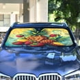 thumbnail image 4 of Universal Fit Accordion Auto Sunshade Windshield Sunshade 53'' x 23.5'' Pineapples and Strawberries, 4 of 8