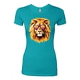thumbnail image 2 of Lion With Sunglasses Animal Lover Womens Slim Fit Junior Tee, Tahiti Blue, 2XL, 2 of 3