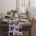 thumbnail image 3 of Abstract Geometry Squares Modern Art Black Purple Table Runner Home Wedding Table Mat Centerpieces Decoration Dining Tablecloth, 3 of 6