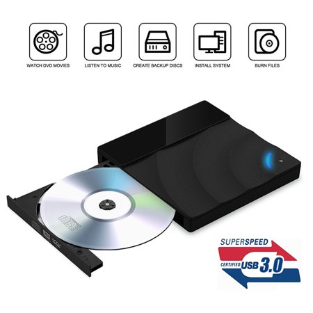 - USB 3.0 External CD DVD Drive, Tintec USB 3.0 CD DVD +/-RW Rewriter Burner with Touch Control, High Speed Data Transfer, Slim Portable for Notebook Laptop Desktop PC Windows/Vista/Linux/Mac OS