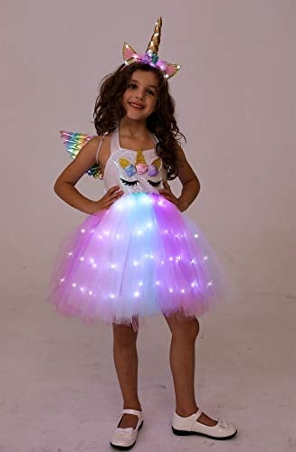 Viyorshop Disfraz de unicornio para niña, vestido de tutú de