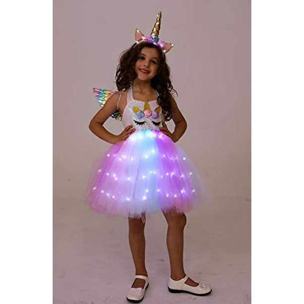 Viyorshop Disfraz de unicornio para niña, vestido de tutú de