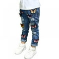 thumbnail image 3 of Newway Girls Jeans Butterfly Embroidery Elastic Waist Denim Pants Fashion Kids Children Clothes Pants 2-6Y,XS, 3 of 8