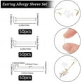 thumbnail image 2 of 1Set 100Pcs 2 Sizes Earring Sleeves and 50Pcs Earring Post with Loop Resin Stud Earring Findings Pierced Earring Protector Covers, 2 of 6