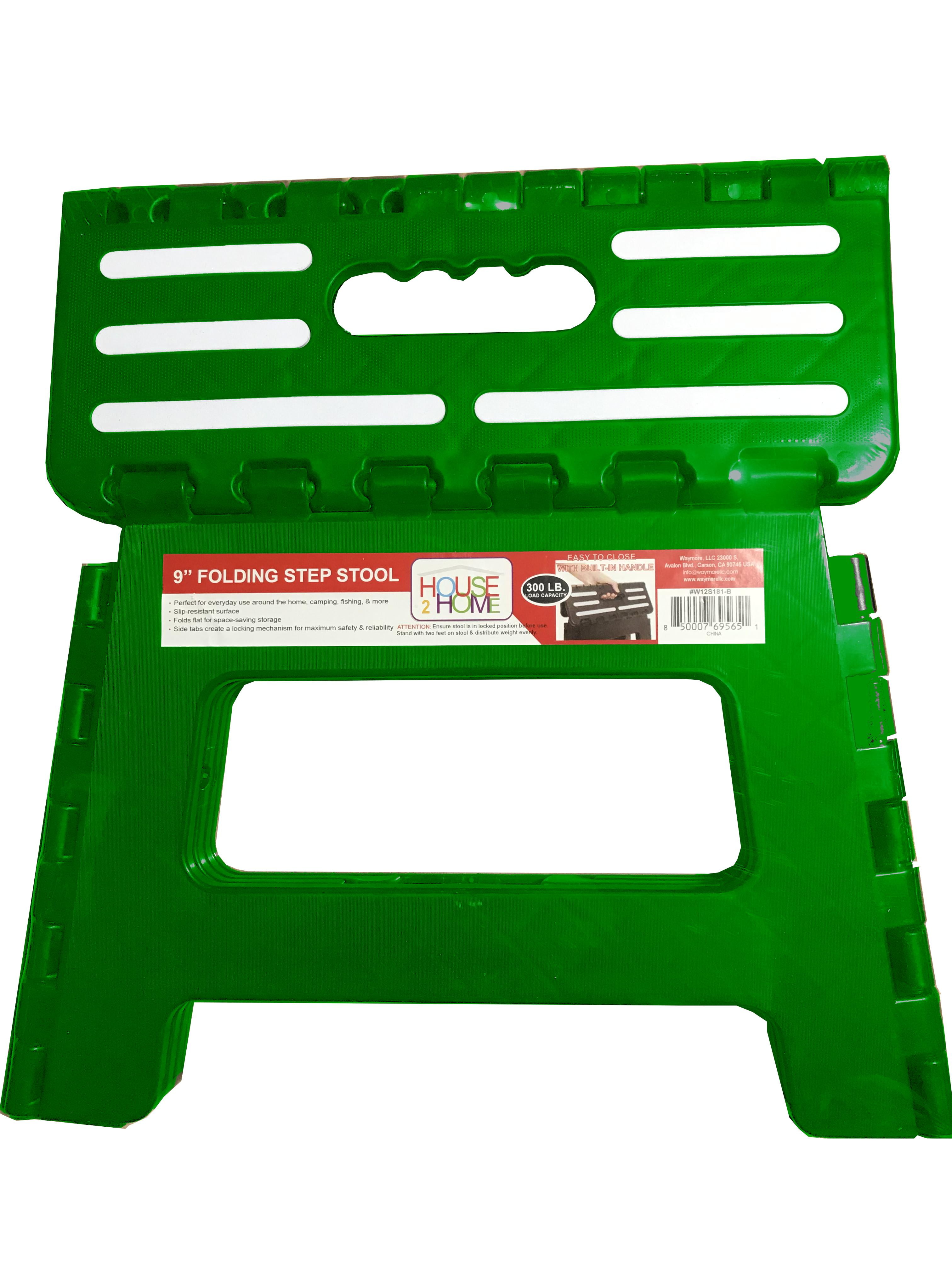 House 2 Home 9" Plastic 1 Step Folding Step Stool, Aegean Color