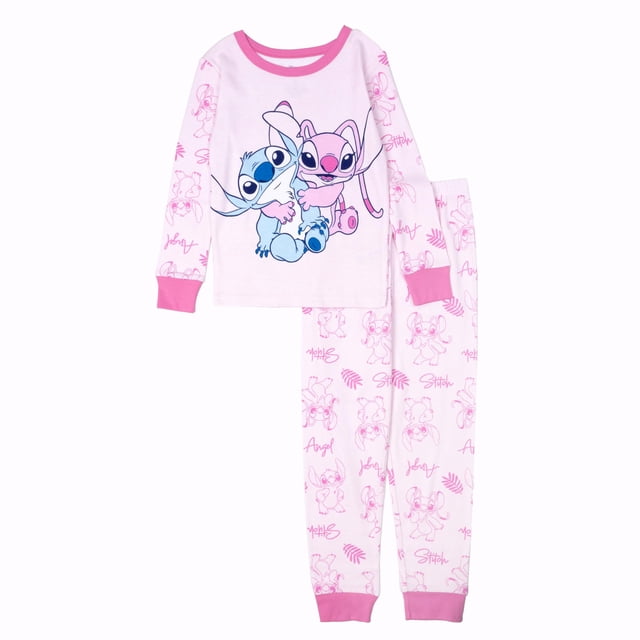 Conjunto de pijama Disney para niñas, corte ceñido, algodón, punto y ángel