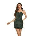 thumbnail image 4 of XIAOCHA Sequin Embellished Dress for Women Bodycon Ruched Ruffle Hem Spaghetti Strap Sweetheart Neck Mini Dress Shiny Glam Club Dresses, 4 of 6