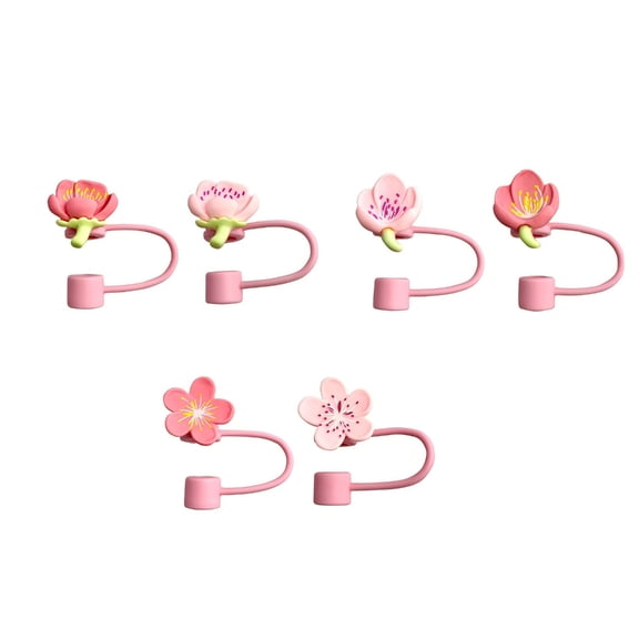 6Pieces Flexible Silicone Straw Plug Flower Straw Tip Lid Straw Accessories