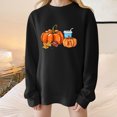thumbnail image 2 of APEXFWDT Women's Thanksgiving Sweatshirt Pumpkin & Maple Print Crew Neck Sweatshirt Drop Shoulder Holiday Casual Sweatshirt,XL,Black, 2 of 5