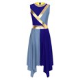 thumbnail image 3 of zdhoor Liturgical Praise Dance Dress For Women Sleeveless Worship Dance Dress Asymmetrical Lyrical Blue&Light Blue S, 3 of 5