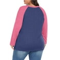 thumbnail image 4 of WellSize Plus Size T Shirts for Women Color Block Long Sleeve Fall Tops Casual Tee Crew Neck Blouses, 4 of 8